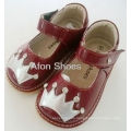 Baby Rhinestone Red Crown Squeaky Shoes (D-185)